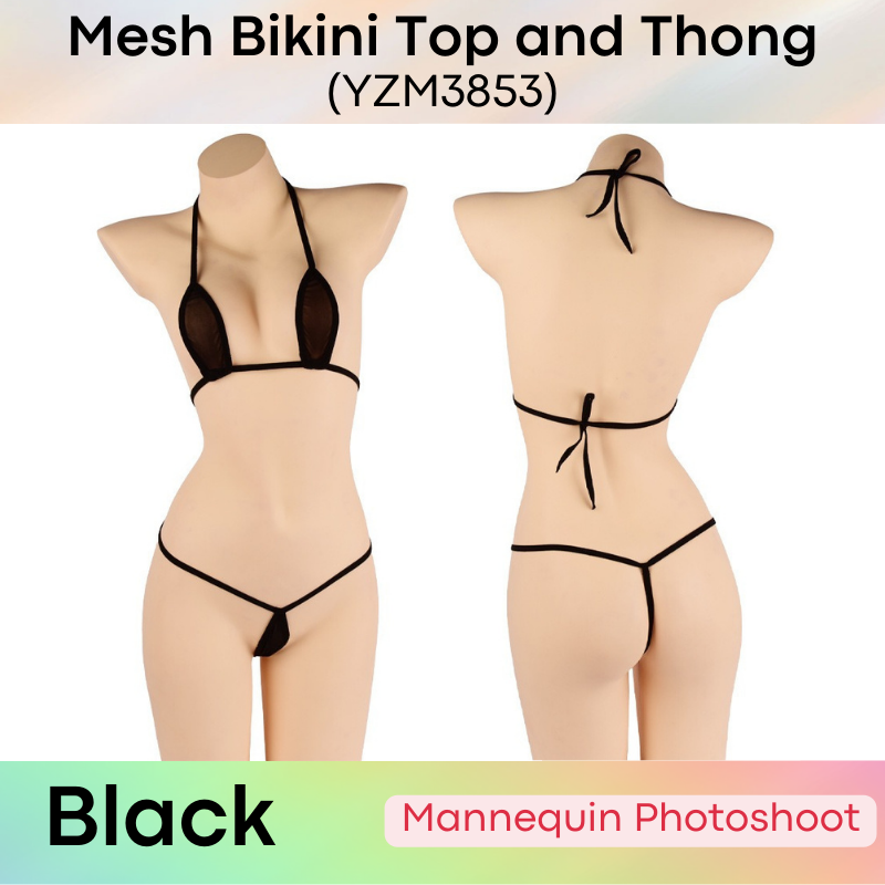 Underwear : Mesh Bikini Top & Thong Set (YZM3853)