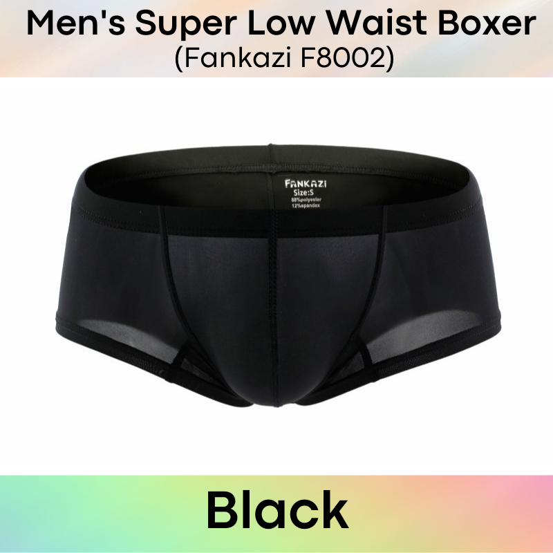 Men's Boxer : Super Low Waist Ice Silk 3D Contour Underwear (Fankazi F8002)