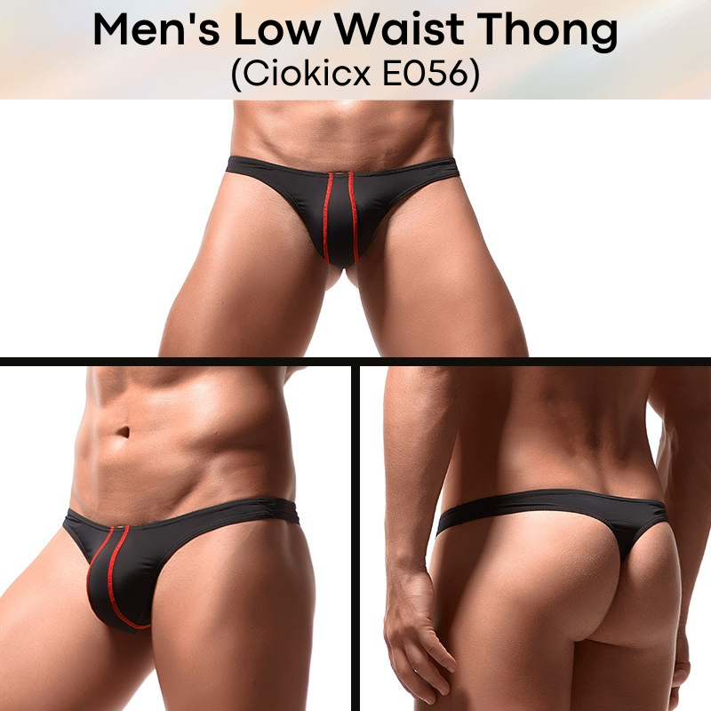 Men's Thong : Low Waist Polyester Thong Underwear (Ciokicx E056)