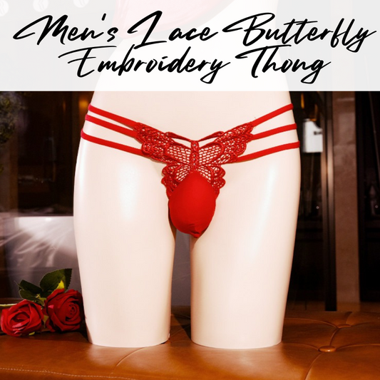 Men's Thong : Lace Butterfly Embroidery Underwear (XHN9606)