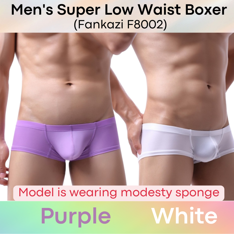 Men's Boxer : Super Low Waist Ice Silk 3D Contour Underwear (Fankazi F8002)