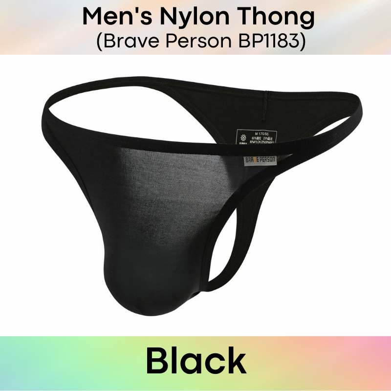Men's Thong : Highback Nylon Underwear (Brave Person 1183)