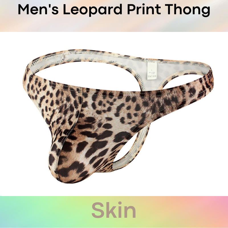 Men's Thong : Leopard Print High Hip Underwear (Kaixuan KX032)