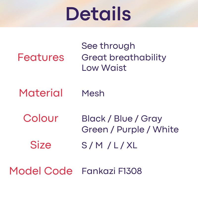 Men's Thong : Low Waist Mesh Underwear (Fankazi F1308)