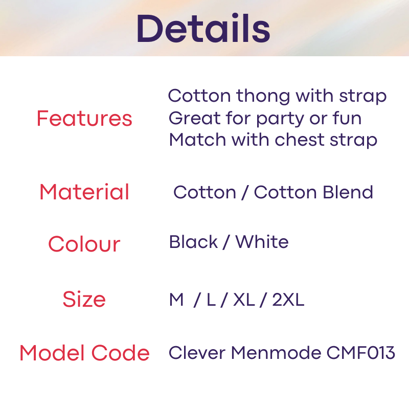 Men's Thong : Cotton with Ankle Strap (Clever Menmode CMF488)