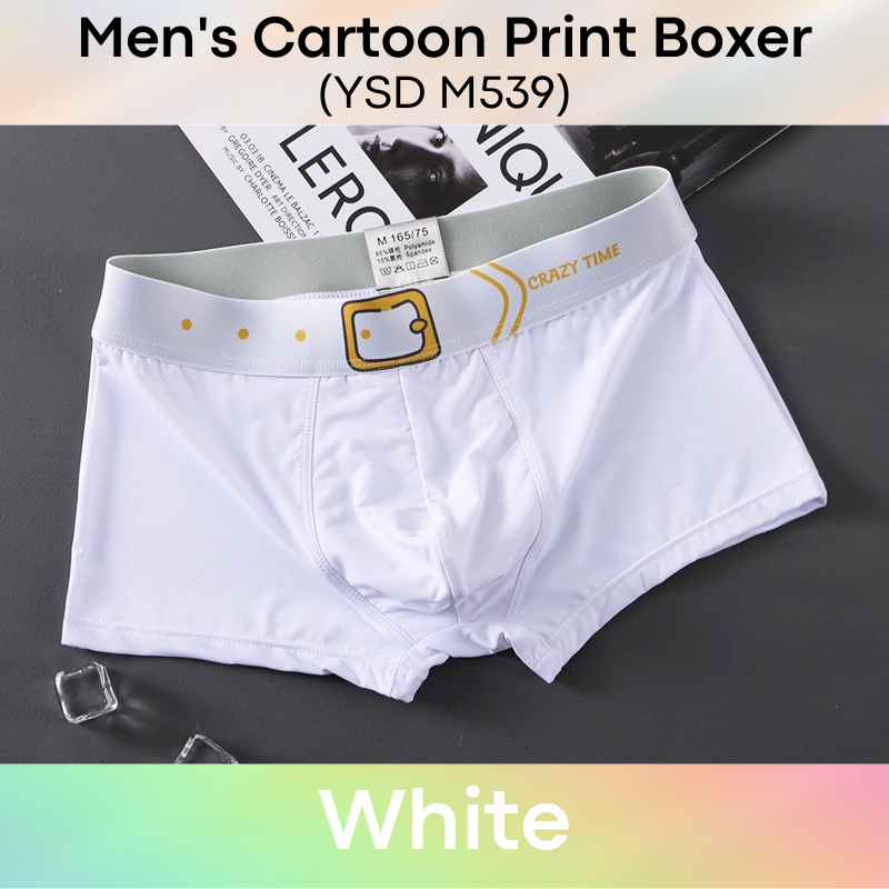 Men's Boxer : Cartoon Belt Print Ice Silk Underwear (M539)