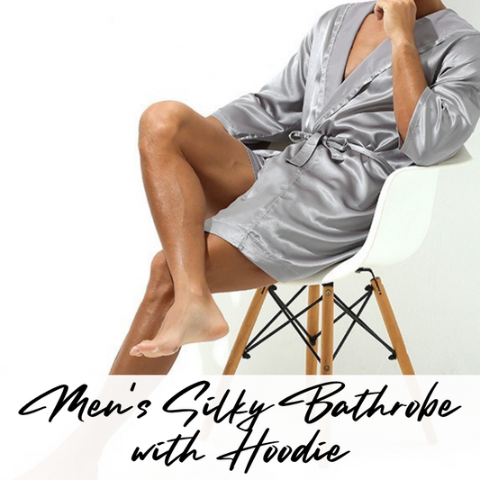 Men's Bathrobe : Silky Night Robe with Hoodie (Fankazi F2501)