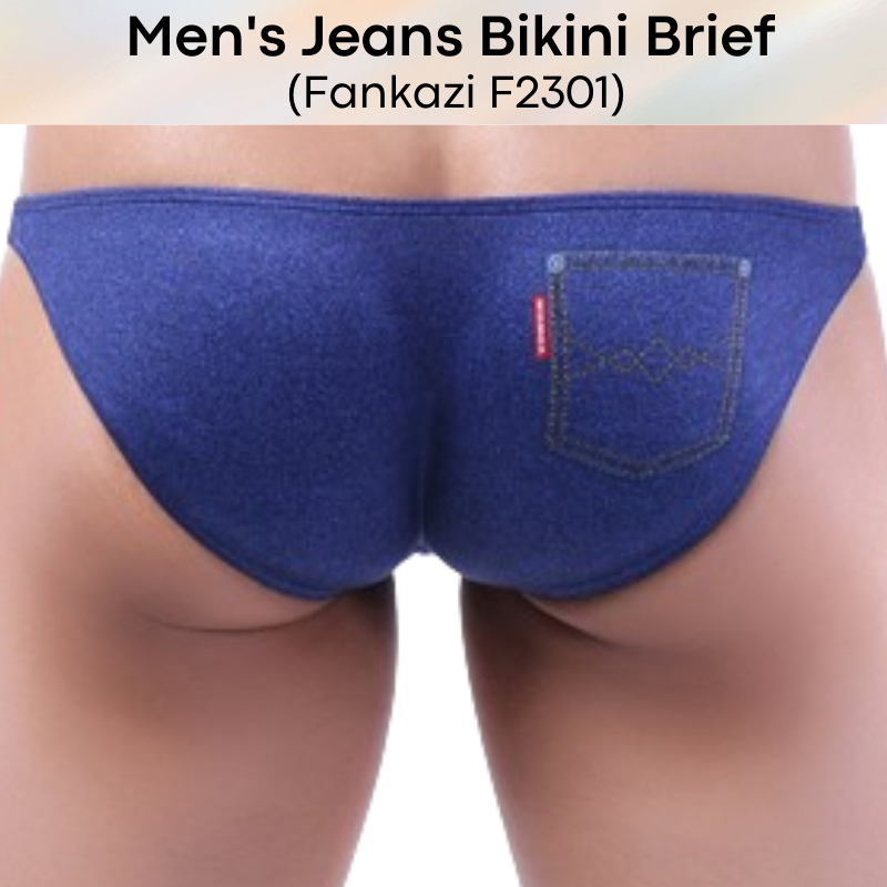 Men's Brief : Jeans Print Polyester Brief Underwear (Fankazi F2301)