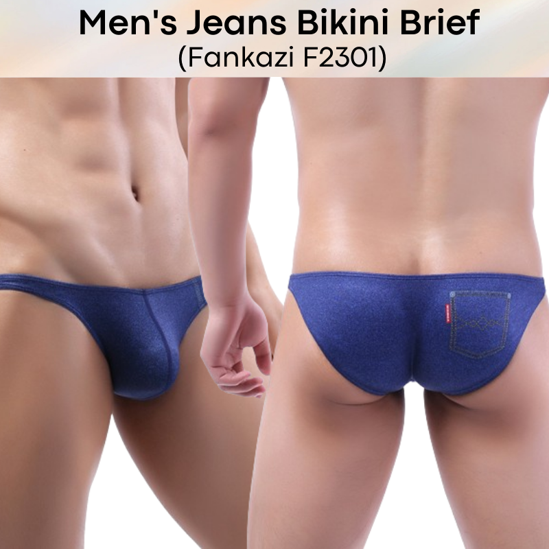Men's Brief : Jeans Print Polyester Brief Underwear (Fankazi F2301)