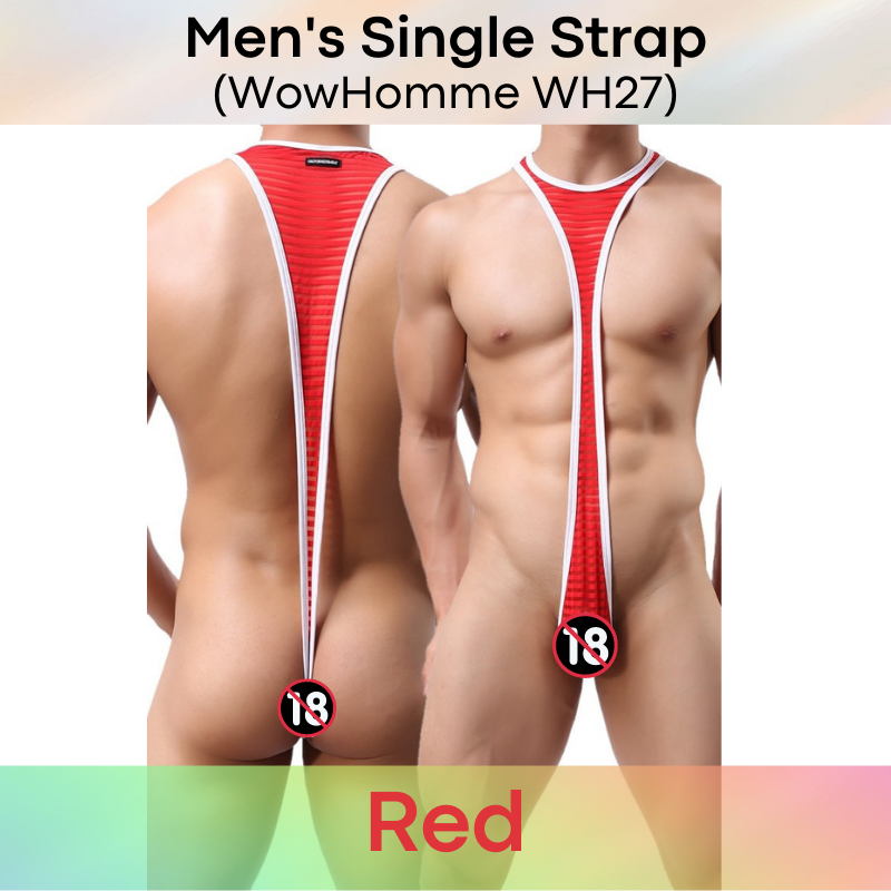 Men's Bodysuit : Single Strap Front/Back Thong (Wowhomme WH27)