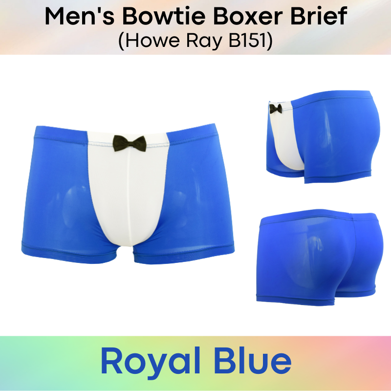 Men's Boxer : Bowtie Accessory Dual Colour Contrast Boxer Underwear (Howe Ray B151)