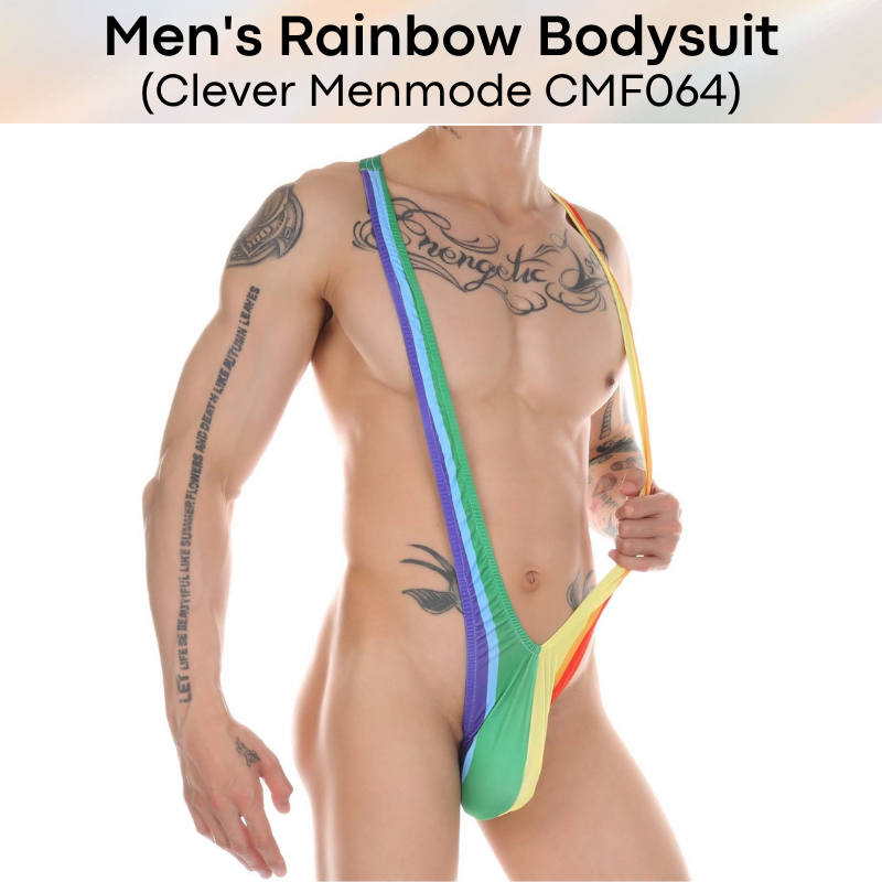 Men's Bodysuit : Rainbow T Back Thong (Clever Menmode CMF064)