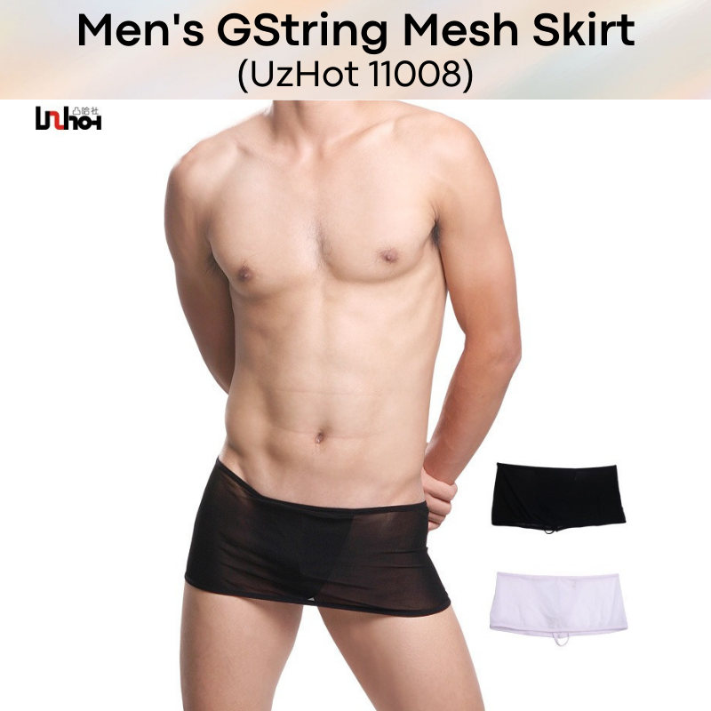 Men's Shorts : Mesh with GString Skirt Underwear (UzHot 11008)
