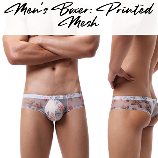 Men's Boxer : Printed Mesh Underwear (Yutata B185)