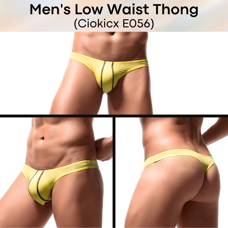 Men's Thong : Low Waist Polyester Thong Underwear (Ciokicx E056)