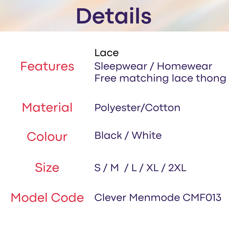 Men's Homewear : Lace Bathrobe and Thong Set (Clever Menmode CMF013)