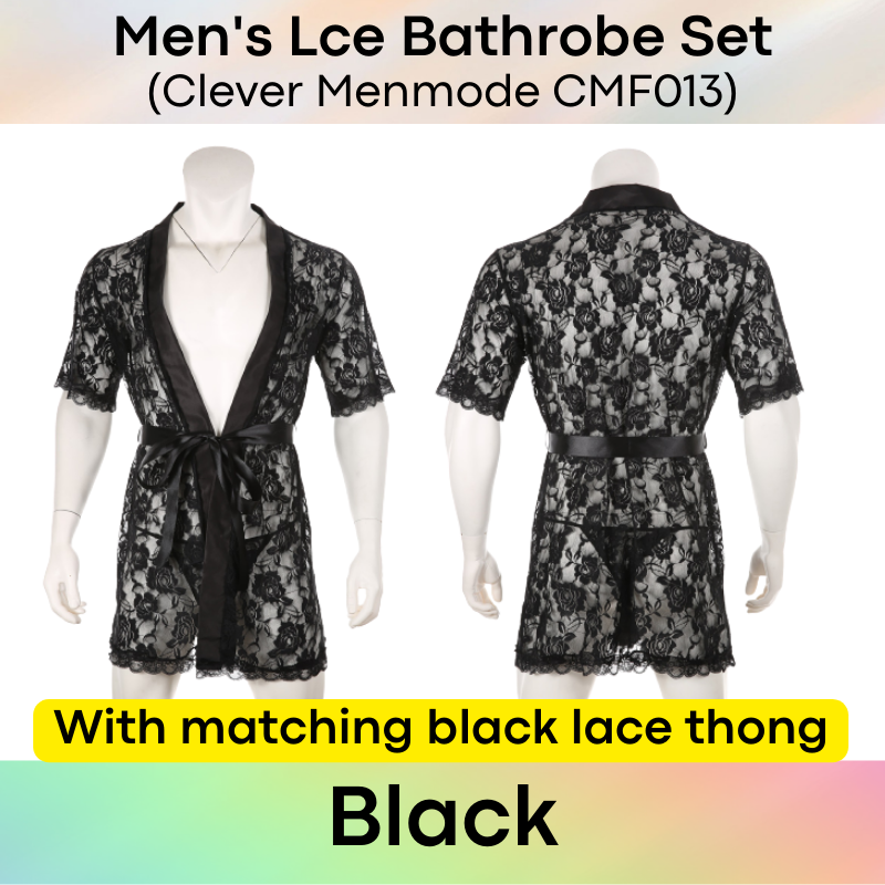 Men's Homewear : Lace Bathrobe and Thong Set (Clever Menmode CMF013)
