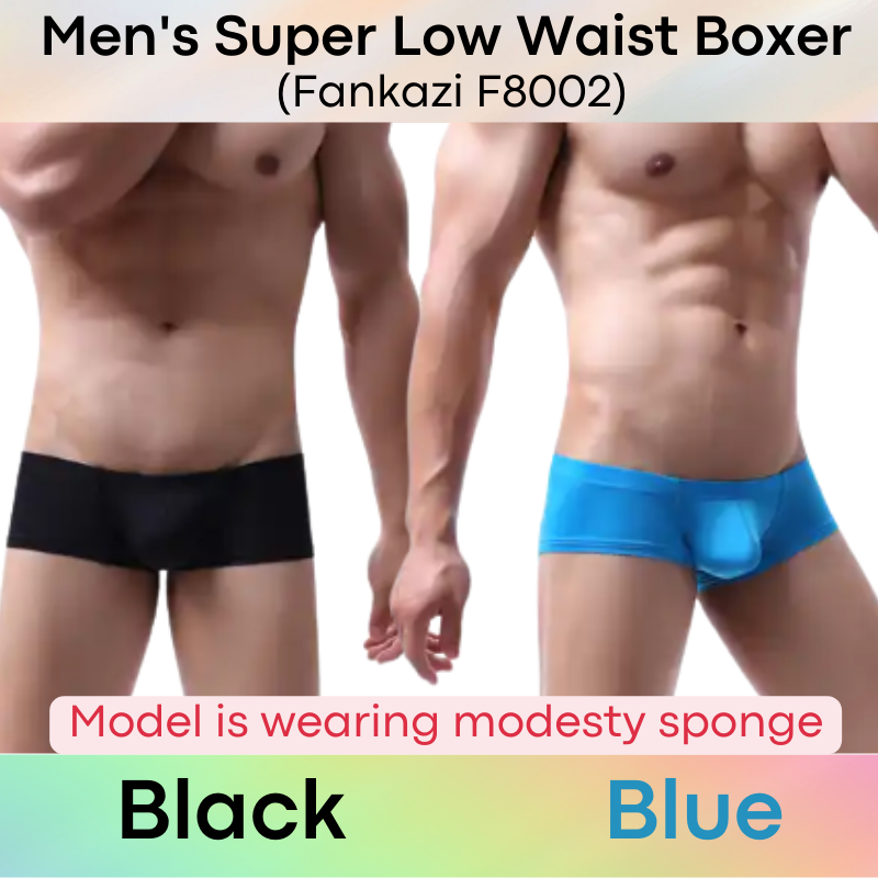 Men's Boxer : Super Low Waist Ice Silk 3D Contour Underwear (Fankazi F8002)