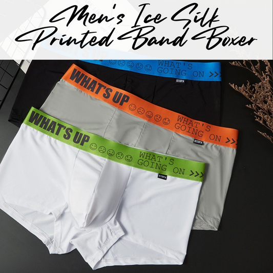 Men's Boxer : Ice Silk Printed 4cm Waistband Underwear (GTOPX GT276)