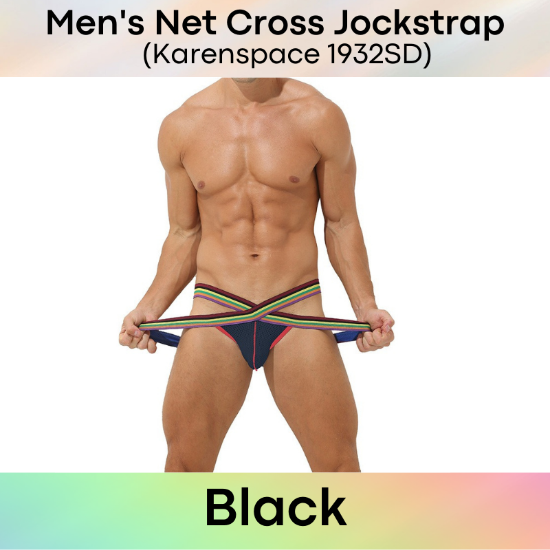 Men's Jockstrap : Netted Pouch Cross Jockstrap (Karenspace KS1932SD)