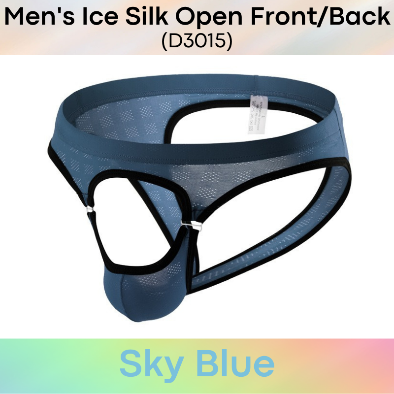 Men's Brief : Ice Silk Front/Back Opening Underwear (D3015)