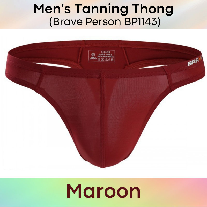 Men's Swimwear : Tanning Thong Swim Trunks (Brave Person BP1143)