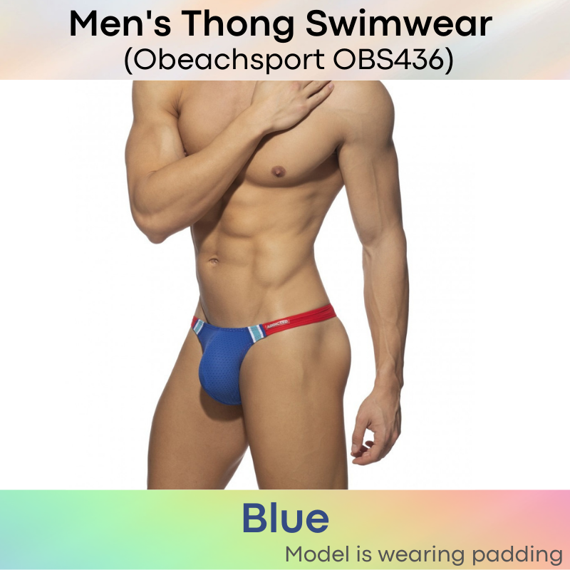 Men's Swimwear : Low Waist Polyester Swim Thong (Obeachsport OBS436)