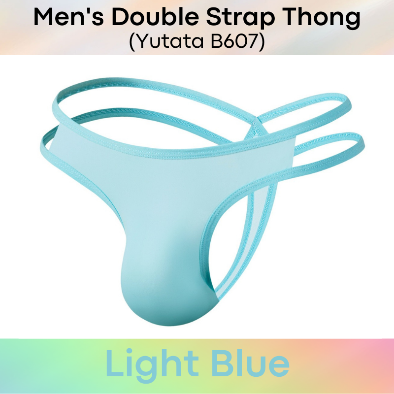 Men's Thong : Double Strap Ice Silk Underwear (Yutata B607)
