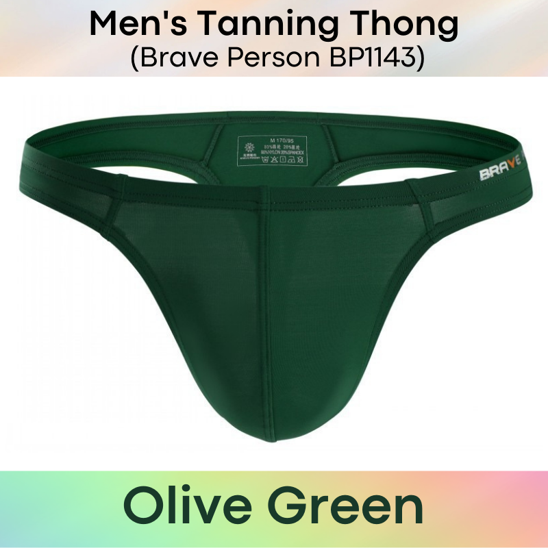 Men's Swimwear : Tanning Thong Swim Trunks (Brave Person BP1143)