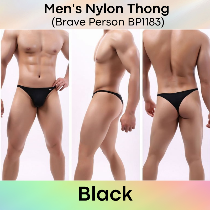 Men's Thong : Highback Nylon Underwear (Brave Person 1183)