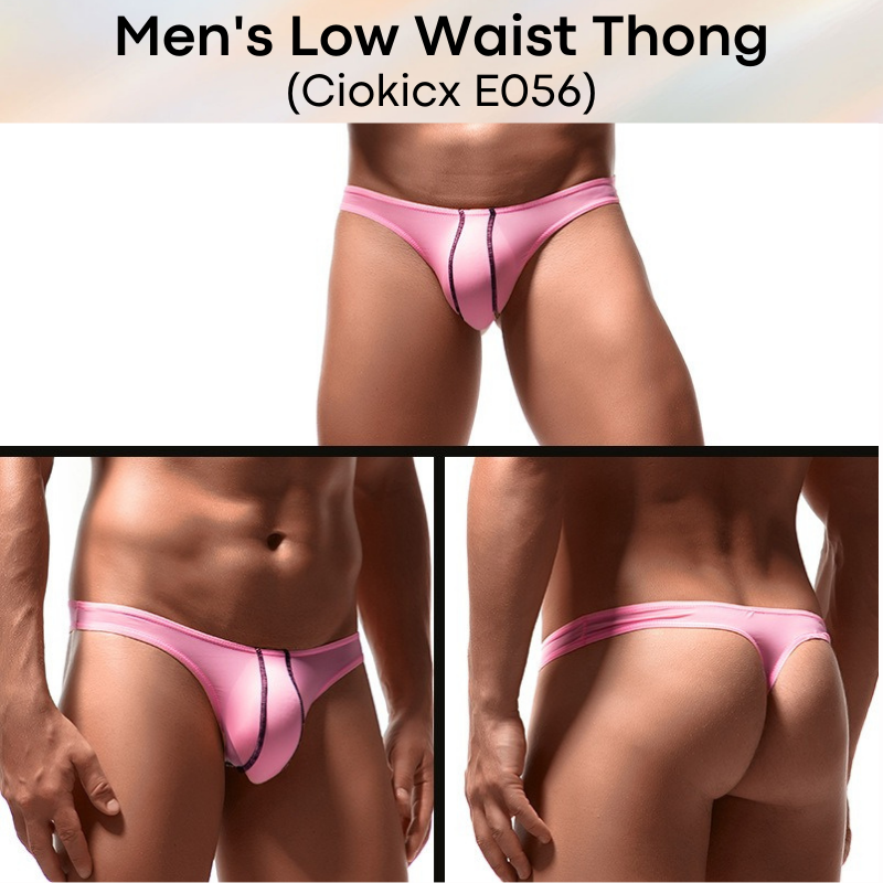 Men's Thong : Low Waist Polyester Thong Underwear (Ciokicx E056)