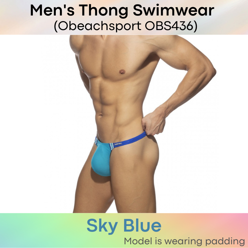 Men's Swimwear : Low Waist Polyester Swim Thong (Obeachsport OBS436)