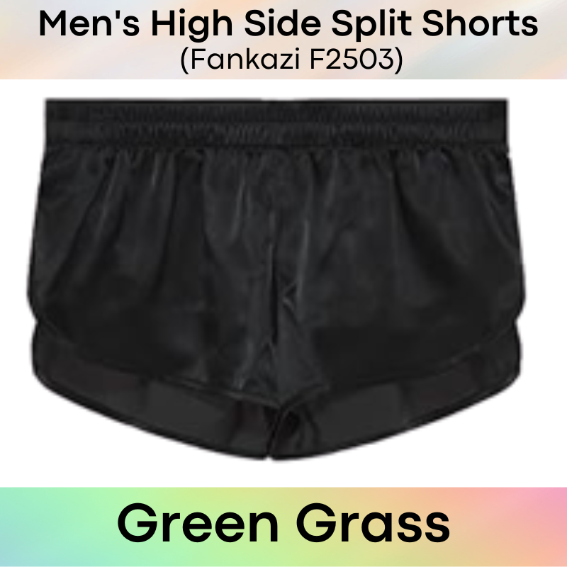 Men's Shorts : High Split Silky Shorts with Inner Jockstrap (Fankazi F2503)