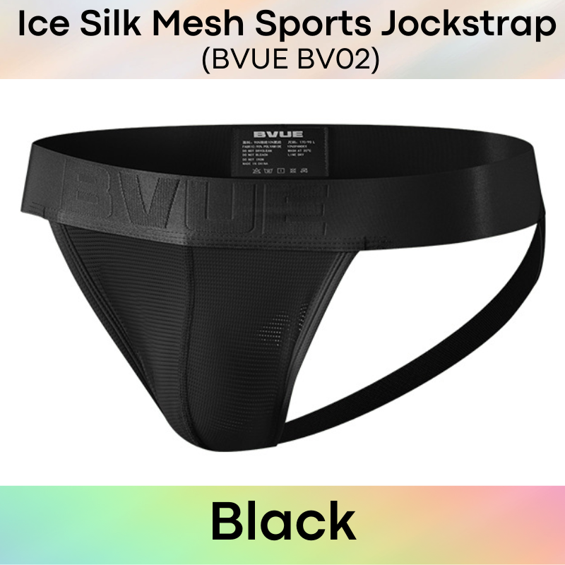 Men's Jockstrap: Polyester Ice Silk Mesh Sports Jockstrap in Metallic Colours Underwear (BV02)