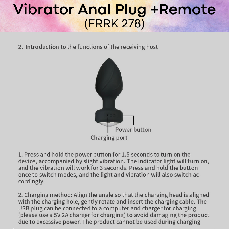 Adult Toy: ABS Silicone Anal Plug Vibrator with Remote Control Unit (FRRK278)