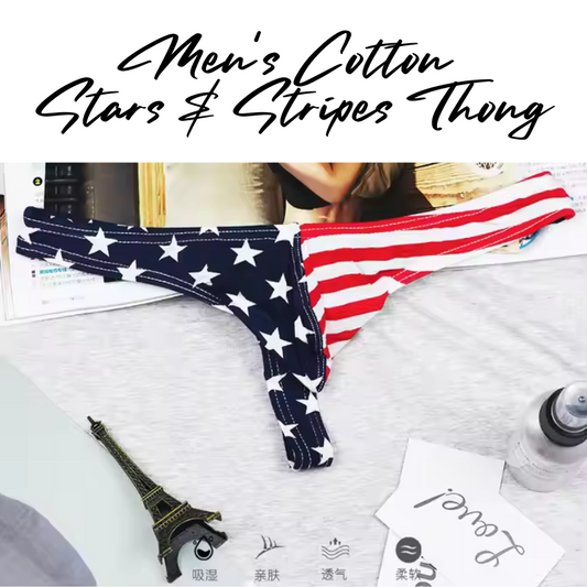 Men's Thong : Stars and Stripes Cotton Thong Underwear (Woxuan WX11)