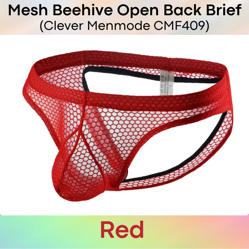 Men's Brief: Polyester Mesh Beehive Open Back Brief (CMF409)