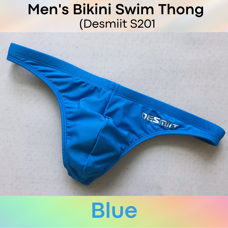 Men's Swimwear: Nylon Bikini Swim Thong with Inner Drawstring (S201)