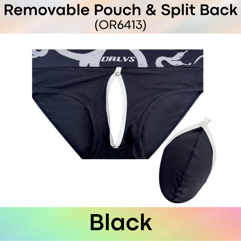 Men's Brief: Modal Fabric Brief with Removable Pouch and Slit Open Back Underwear (OR6413)