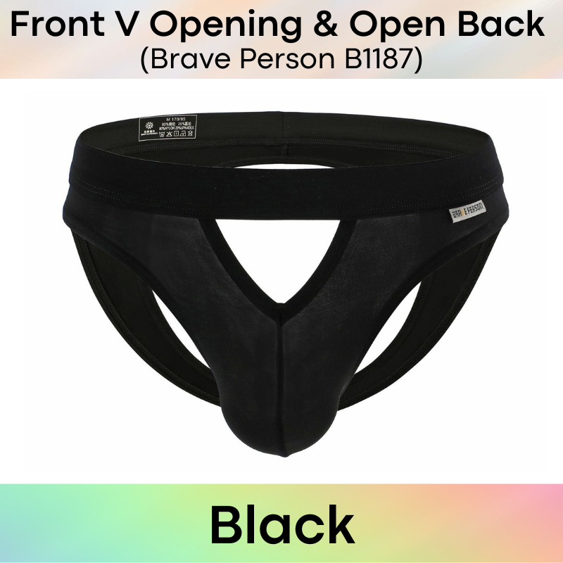Men's Brief : Front V Opening/Open Back Underwear (Brave Person BP1187)