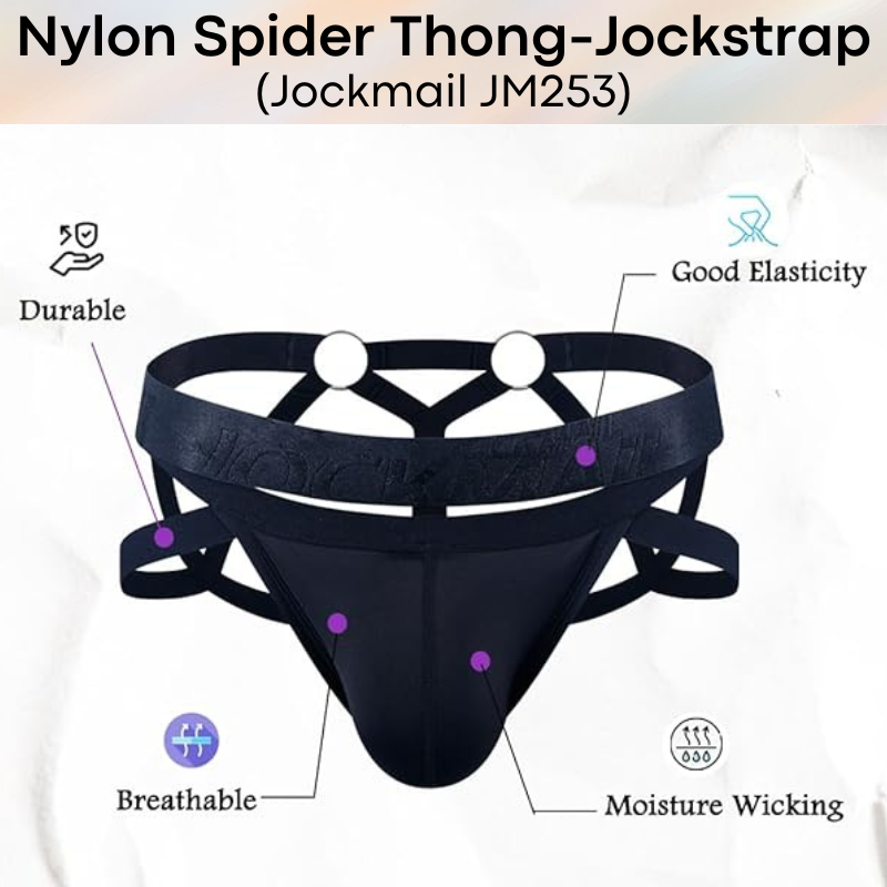 Men's Jockstrap: Nylon Ice Silk Spider Jockstrap-Thong Combi Underwear (JM253)