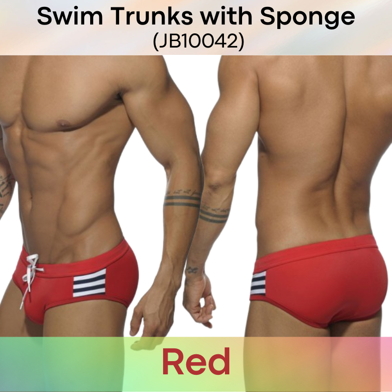 Men's Swimwear: Polyester Boxer Brief Swimming Trunks with Removable Sponge (JB10042)
