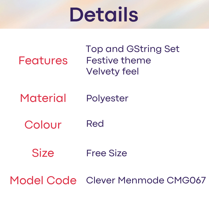 Men's GString: Polyester Christmas Bikini Top and GString Set (CMG067)