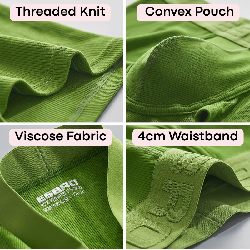 Men's Boxer:  Modal Fabric Thread Separation U Convex Pouch Boxer Brief Underwear (GTE09)