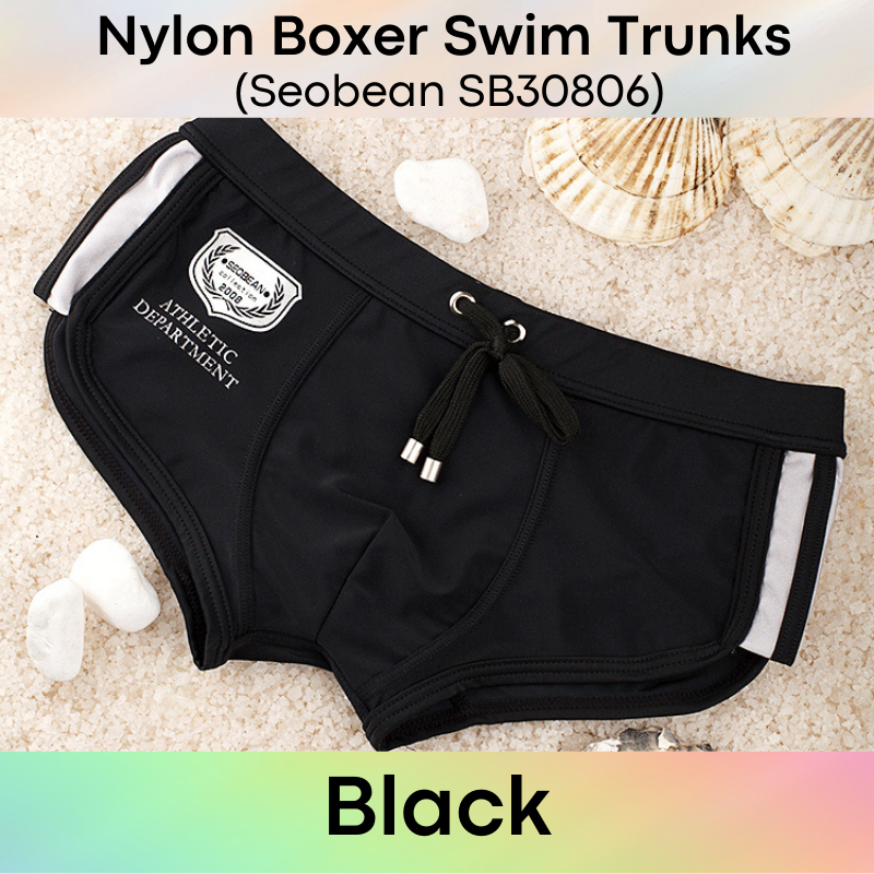 Men's Swimwear: Nylon Low Rise Boxer Swim Trunk with Drawstring (SB30806)
