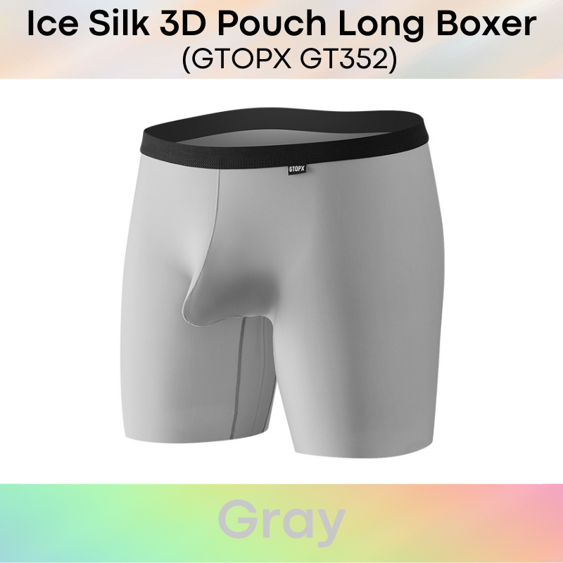 Men's Boxer : Nylon Ice Silk 3D Pouch Long Boxer (GTOPX GT352)