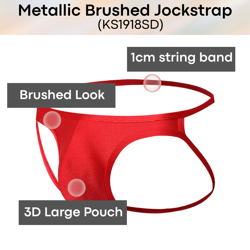 Men's Jockstrap: Polyester Metallic Brushed Look Jockstrap with Large 3D Pouch (KS1918SD)
