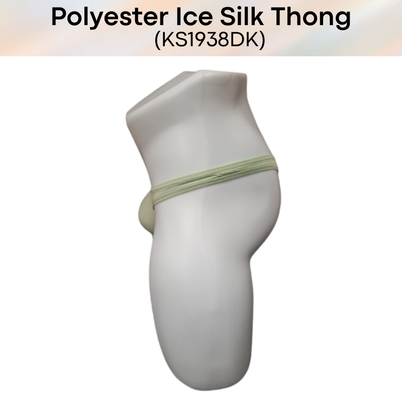 Men's Thong: Polyester Ice Silk Thin Low Waist Thong Underwear (KS1938DK)