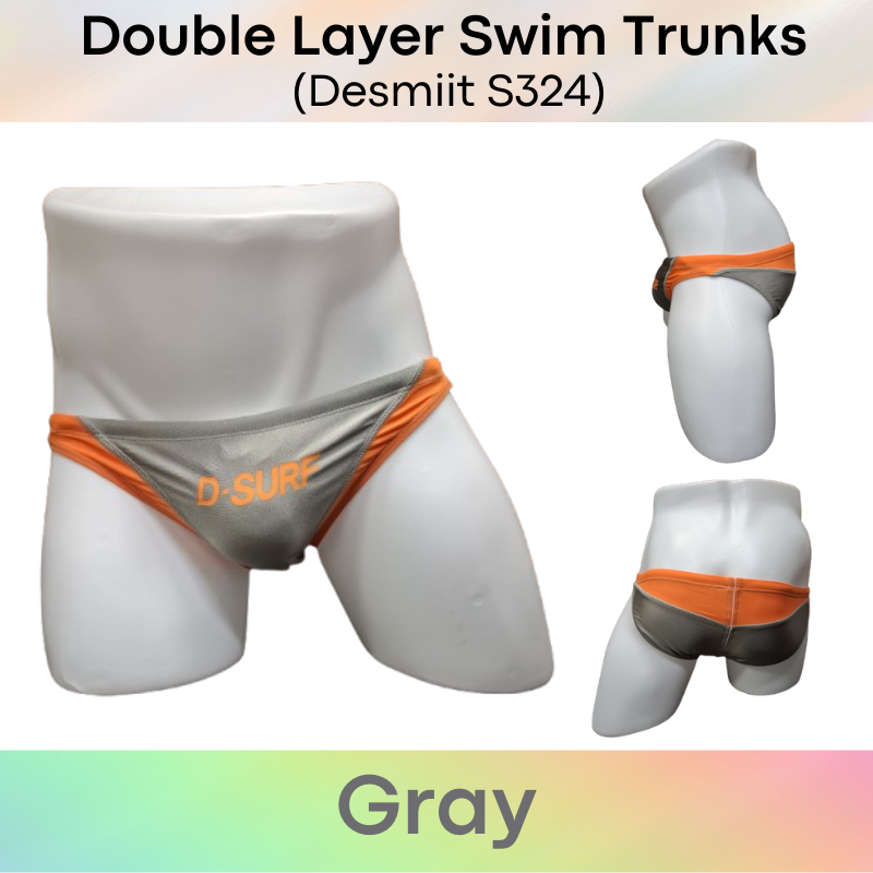 Men's Swimwear: Nylon Dual Colour Wave Design with Double Layer Swim Trunks with Drawstring (S324)