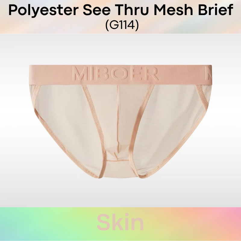Men's Brief: Polyester Mesh See Through Brief Underwear (G114)